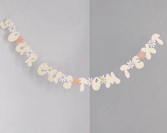 Fiesta personalizada Daisy Bunting / Baby Shower Banner / Retro Birthday Garland / Signo personalizado / Decoración de guardería / Soirée d'adieu