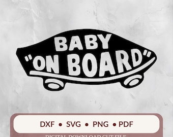 Baby Skateboarder On Board SVG DXF: Vector Cut File for Cricut and Silhouette