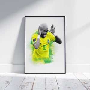 Neymar Jr. Poster, Digital Soccer Poster, Digital Football Print, Digital Sport Poster