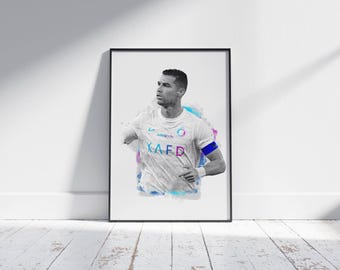 Póster de Cristiano Ronaldo, póster digital de fútbol, impresión digital de fútbol, póster digital de deporte