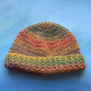 Chunky crochet fisherman hat - orange, yellow, mossy green, docker hat, trawler, surf beanie