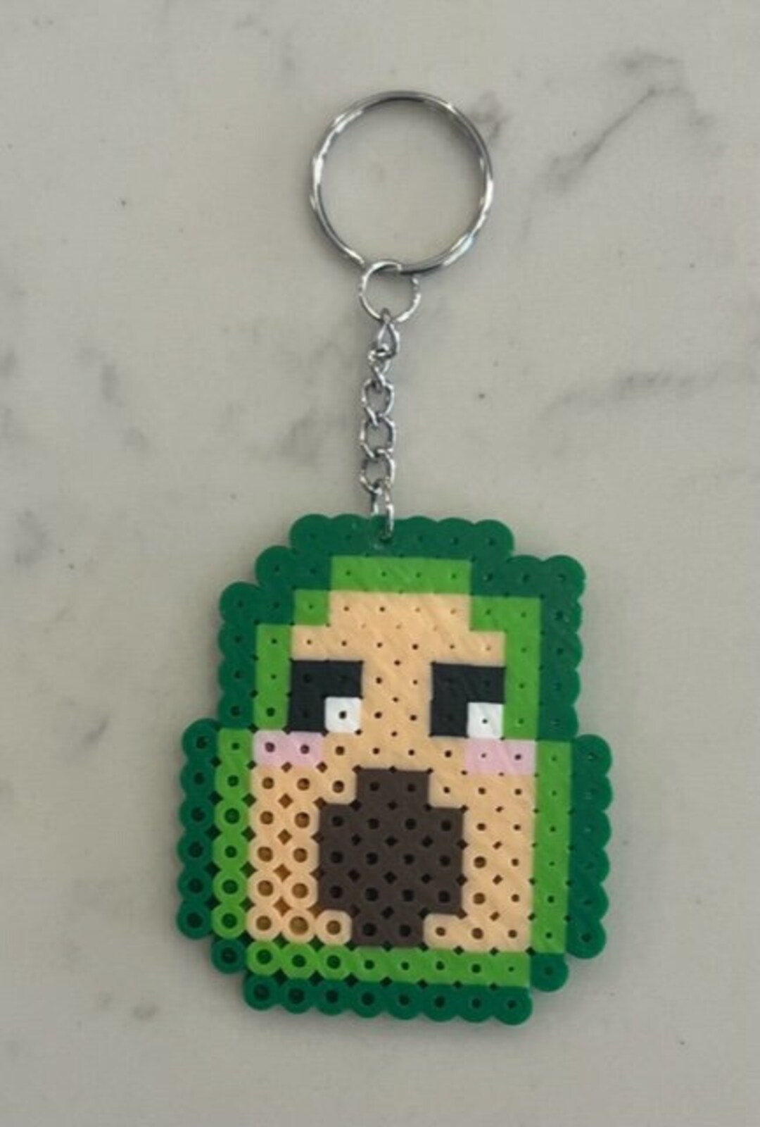 Avocado Keychain, Handmade, Perler Bead Keychain, Fuse Bead Charm