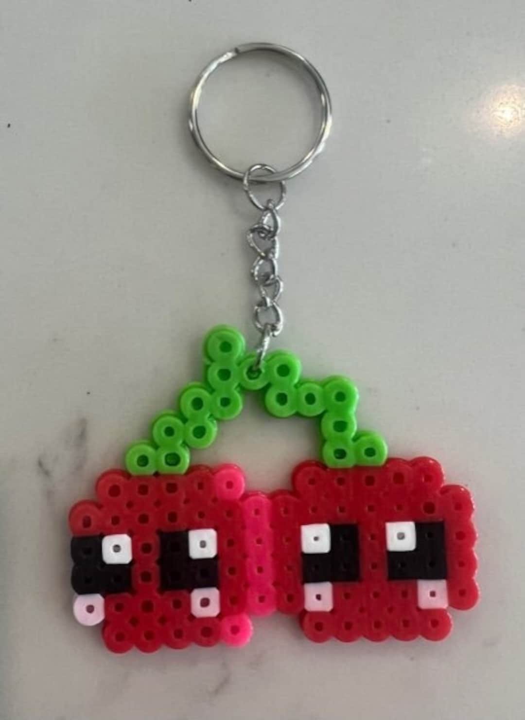 Cherry Keychain, Handmade, Perler Bead Keychain, Fuse Bead Charm