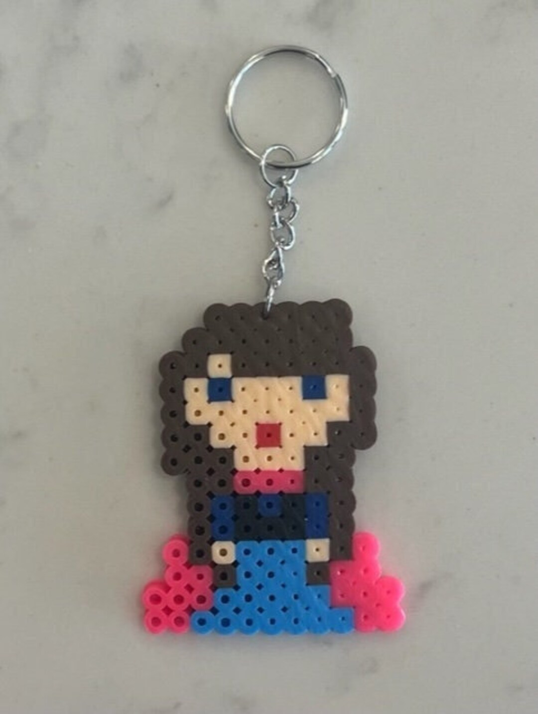 Anna Keychain, Handmade, Perler Bead Keychain, Fuse Bead Charm