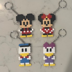 Mouse or Duck Keychain, Choose 1, Handmade, Perler Bead Keychain, Fuse Bead Charm, Backpack Charm, Perler Charm, Fuse Bead, Zipper Charm