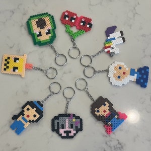 FREE SHIPPING for 4 Keychains, Handmade, Perler Bead Keychain, Fuse Bead Charm, Backpack Charm, Perler Bead Charm, Fuse Bead, Zipper