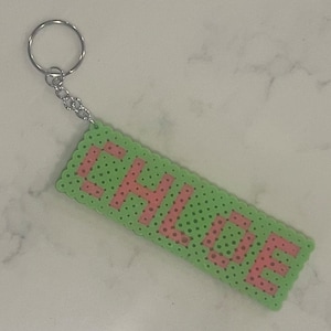 Custom Name Keychain, Handmade, Perler Bead Keychain, Fuse Bead Charm, Backpack Charm, Perler Bead Charm, Fuse Bead, Zipper Charm