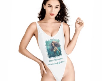 Einteiliger hochgeschnittener Badeanzug für Damen Mermaid RDG