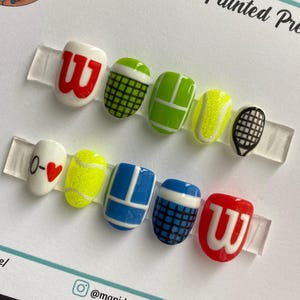 Tennis Ball Court Wimbledon US Australian Open Press On Nails | Hand Painted Custom Nail Art | Reusable Short Glue On Nails | Mani by Allie