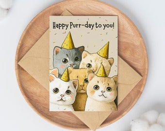 : bhiosng happy birthday card for cat lover, funny... Birthday Card for Cat Lover. Funny Birthday Card. Cat 3D. - Etsy