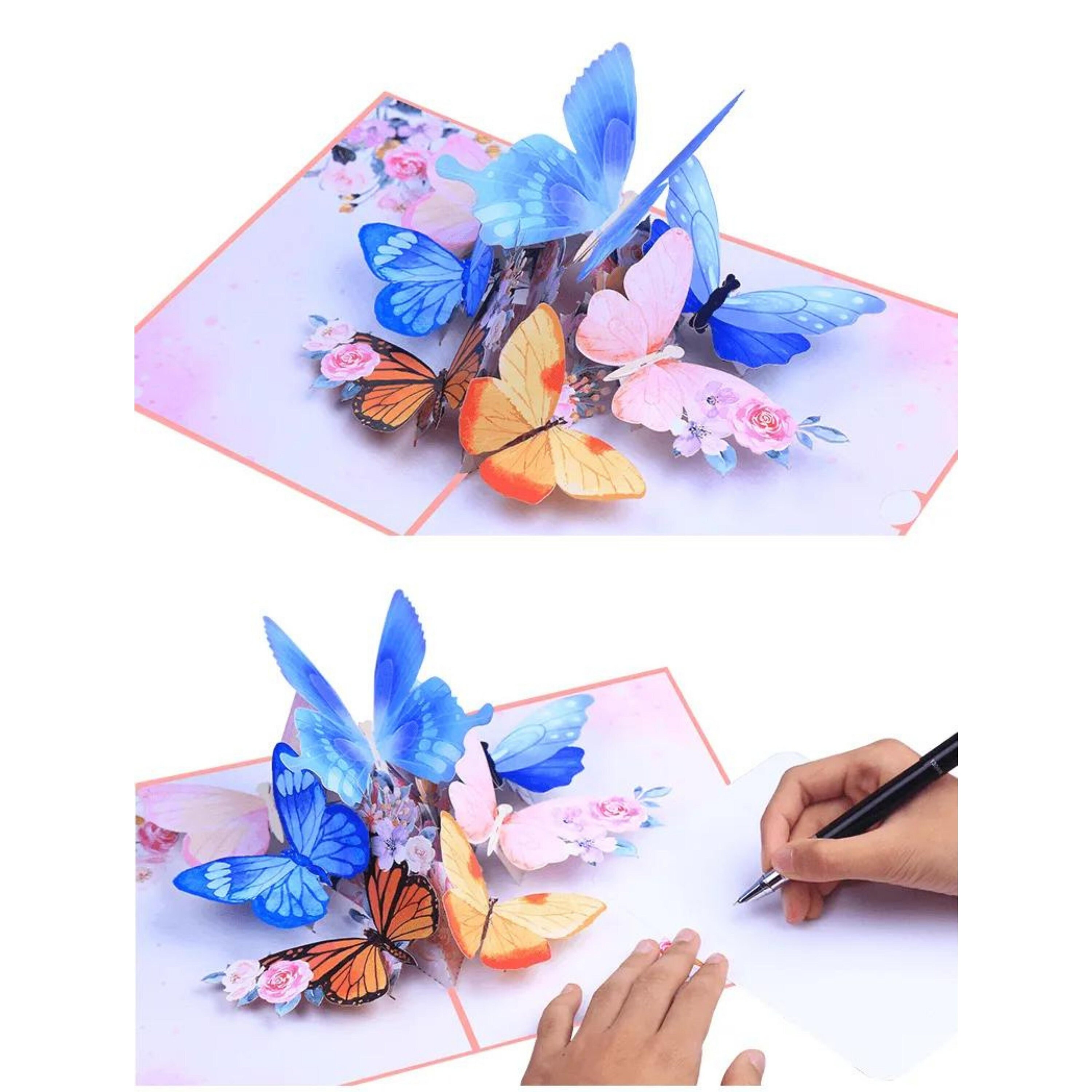 3D Pop up Greeting Card Handmade Butterfly Flower Design.mothers Day ...