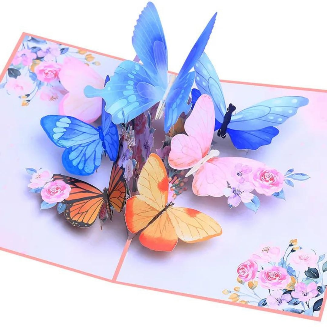 3D Pop up Greeting Card Handmade Butterfly Flower Design.mothers Day ...
