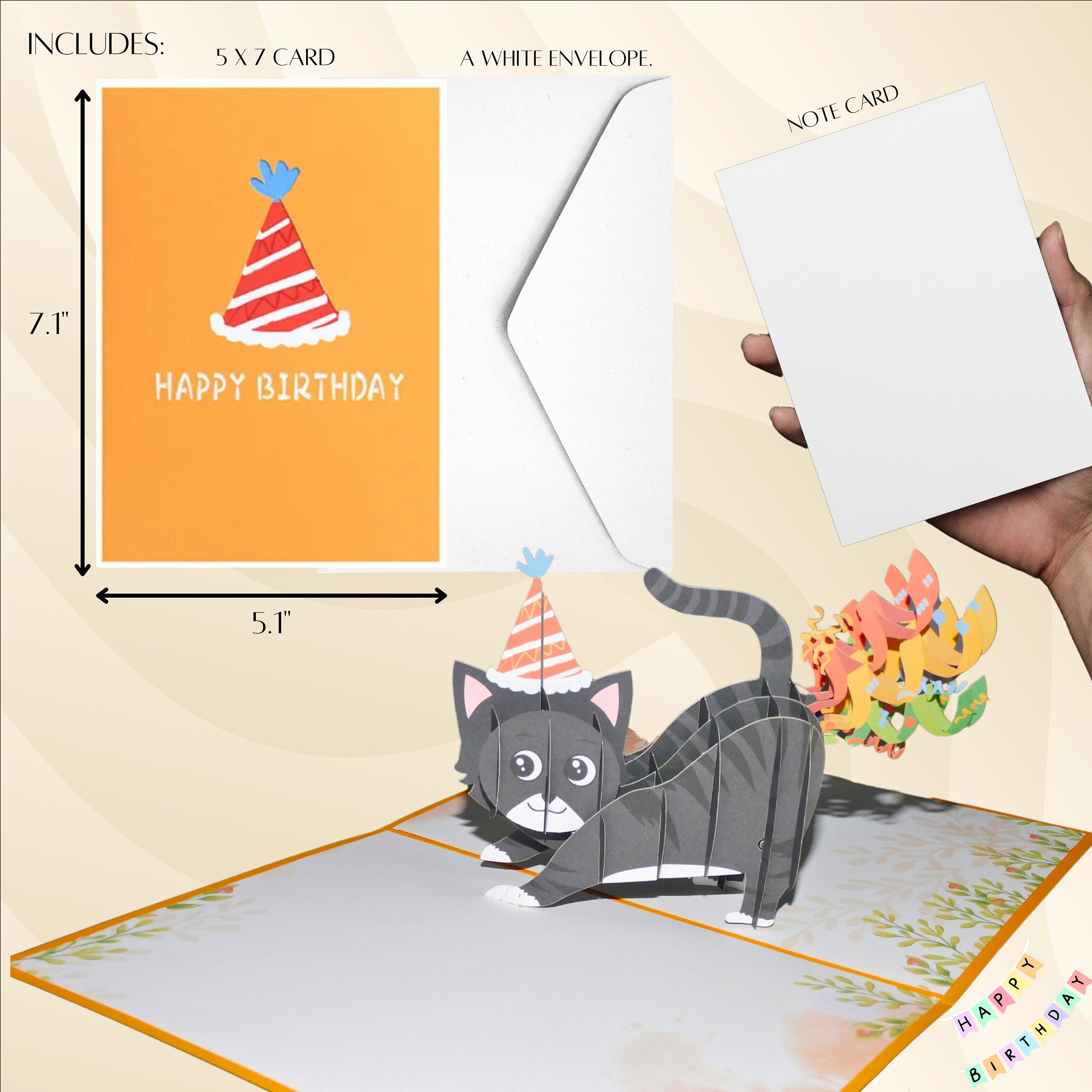: bhiosng happy birthday card for cat lover, funny... Birthday Card for Cat Lover. Funny Birthday Card. Cat 3D. Crazy Cat ...