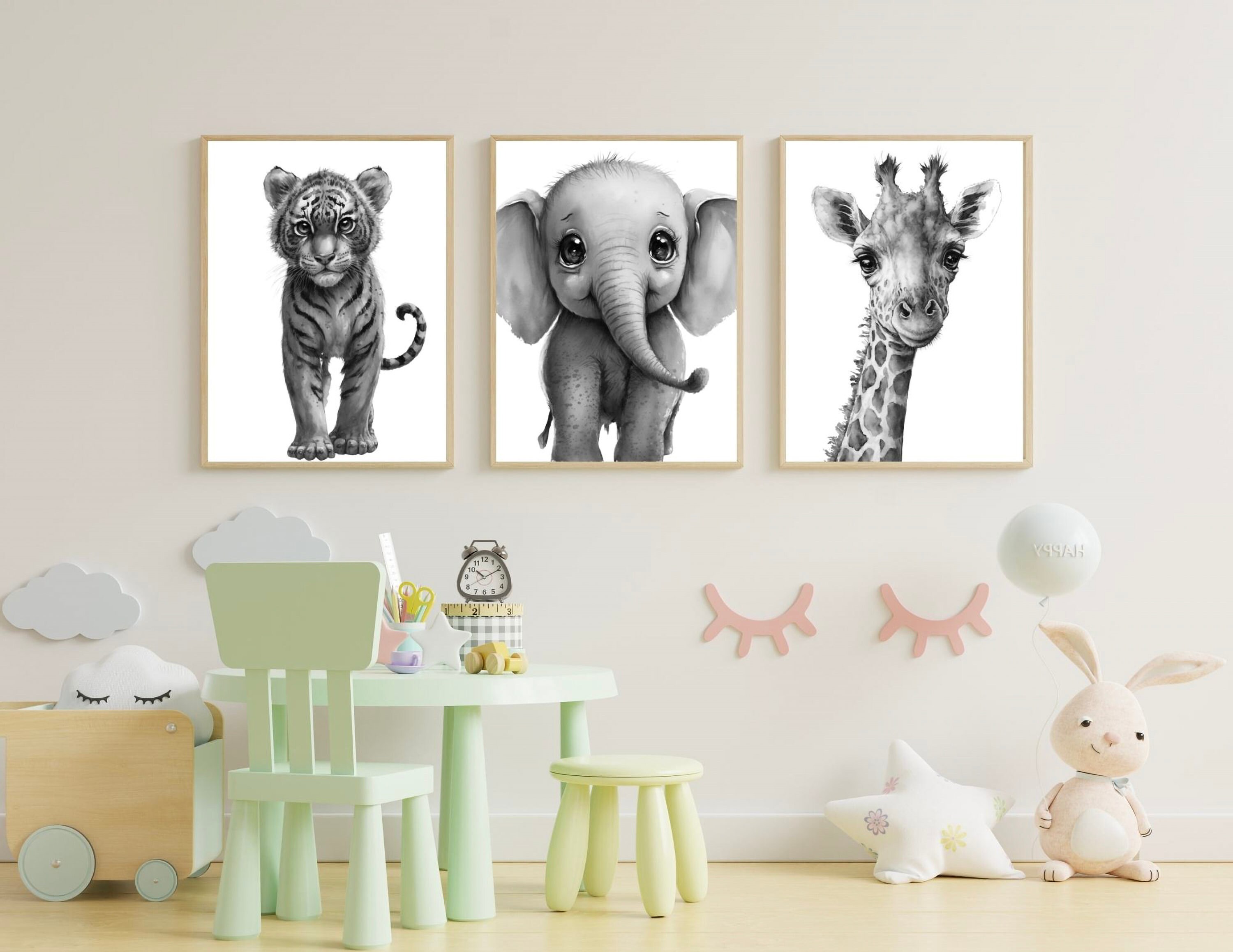 3 Black and White Safari Animal Nursery PRINTABLE Gray - Etsy