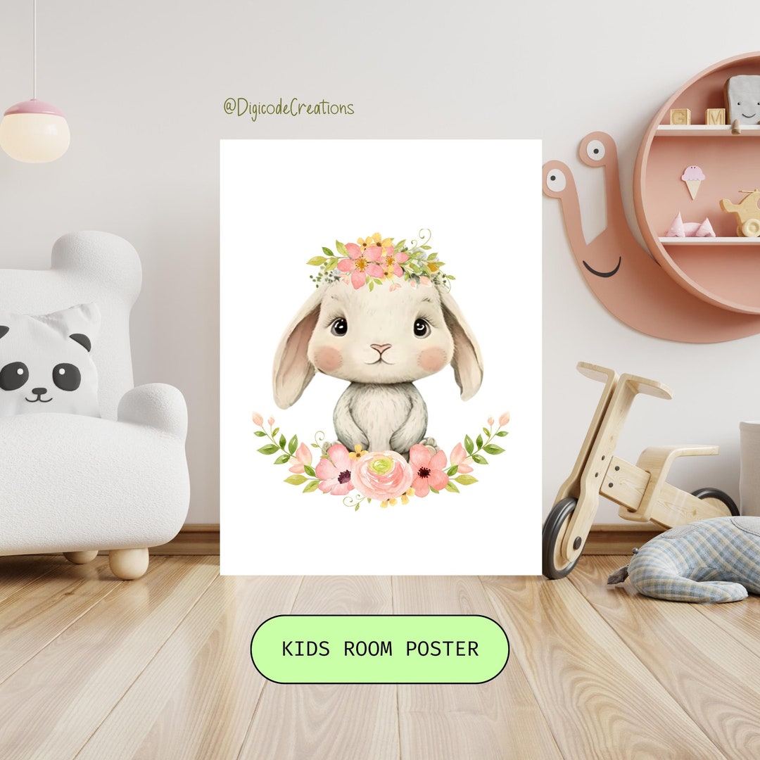 Cute Safari Baby Animal for Nursery Wall Art Decor Floral Etsy