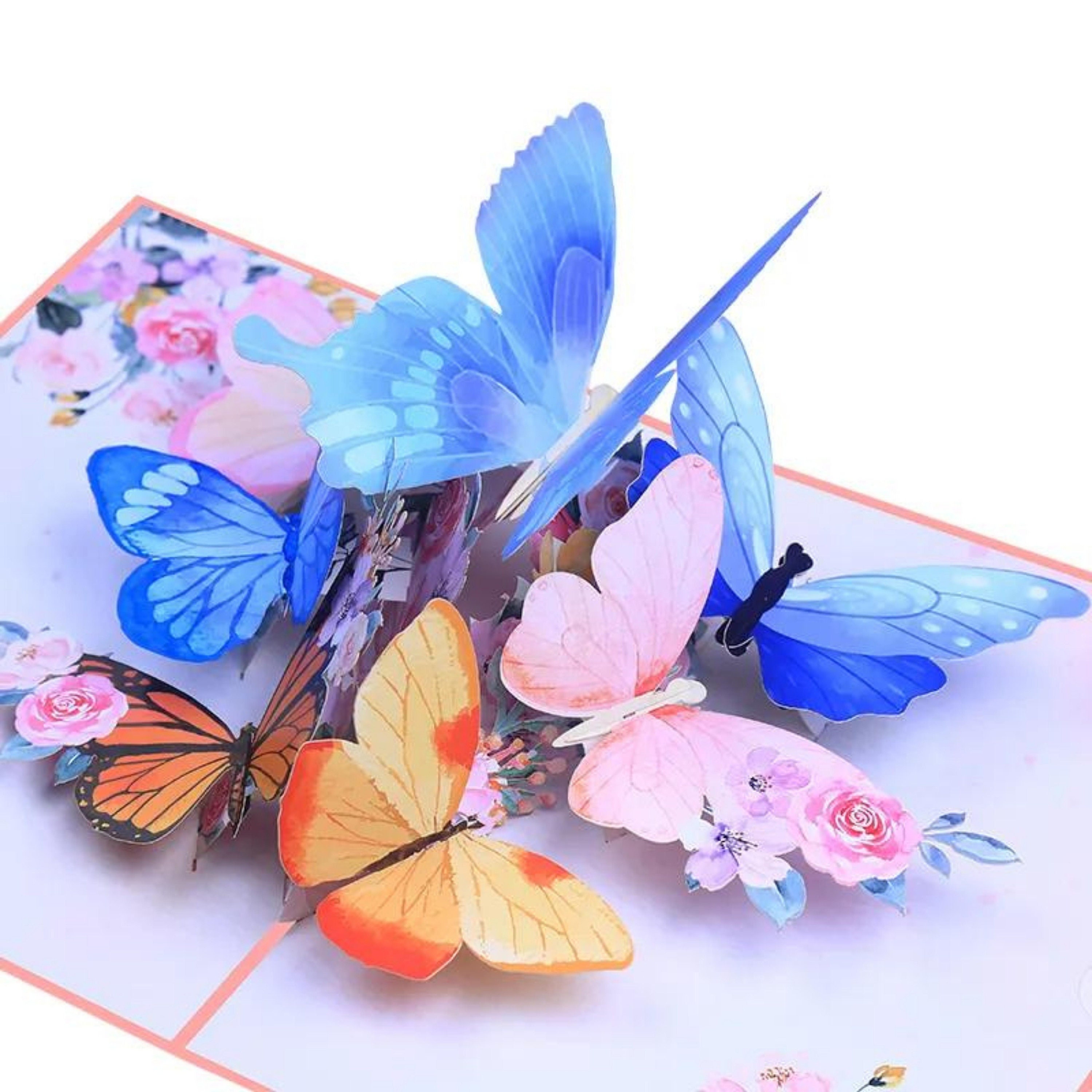 3D Pop up Greeting Card Handmade Butterfly Flower Design.mothers Day ...
