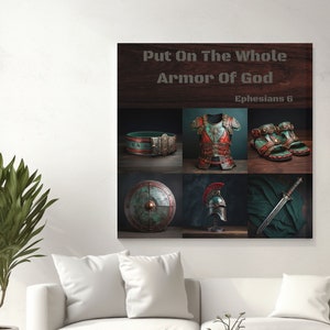 Armor of God Ephesians 6 Bible Verse of God&#39;s Armor Pictures for Gift for Him Unique Gift Christian Wall Decor Armor Canvas Wall Art