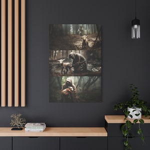 The Good Shepherd Trilogy Canvas of Jesus Rescuing the Lamb In Jesus Arms Christian Canvas Wall Decor Gift for Home