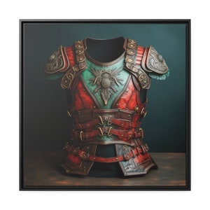 Armor of God Black Framed Canvas Dark Colors Christian Bible Verse Ephesians Breastplate of Righteousness Wall Decor Decorative Armor Set