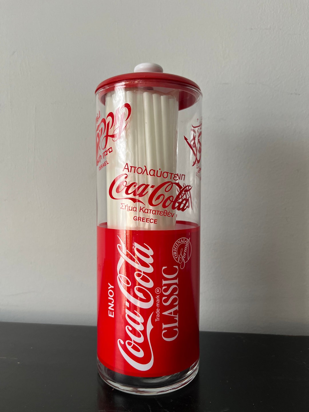 Coca Cola Straw Dispenser. Straw Holder With coca Cola Straws. Coca