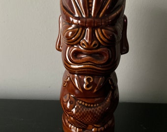 TIKI LIN Heavy Tiki All  Brown Hawaiiana MUG Barware