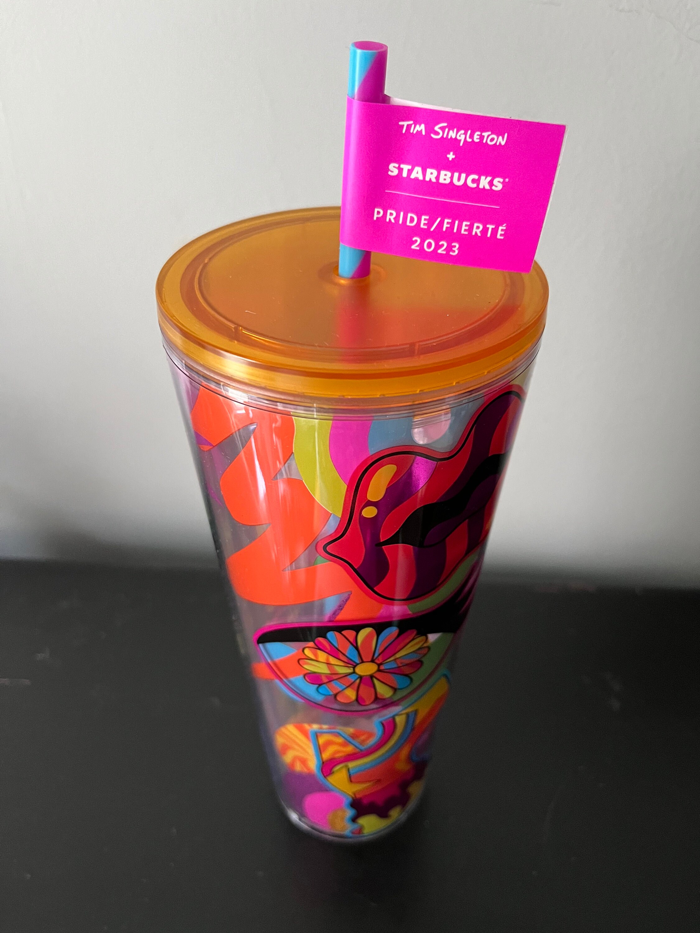 Starbucks Dining | Starbucks Pride 2023 Rainbow Tumbler Tim Singleton Cup | Color: Orange/Pink | Size: 24oz | Sarasellsak's Closet
