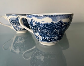 Old Britain Dunster Castle Blue (England 1883 stamp) Jumbo Cup by Johnson Brothers.
