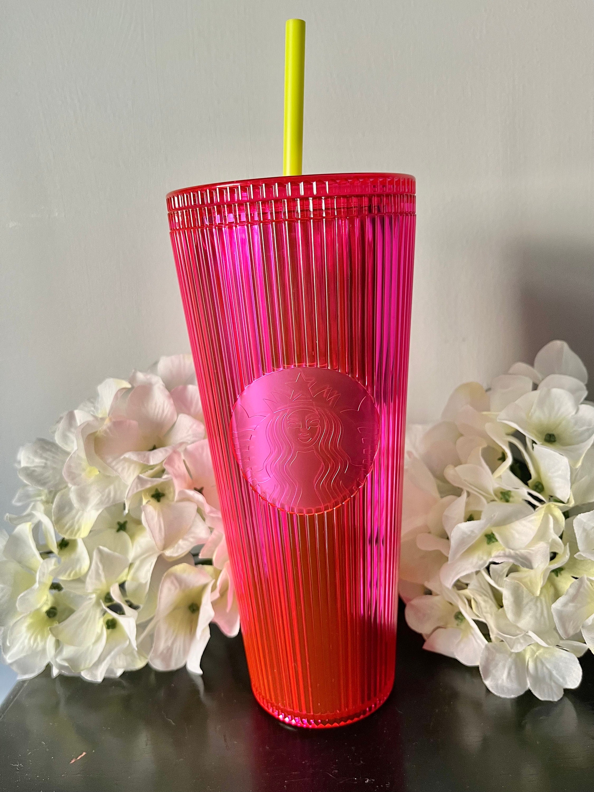 Hot Pink Studded Tumbler W/ Lid & Straw Barbie Hot Cold Coffee Cup