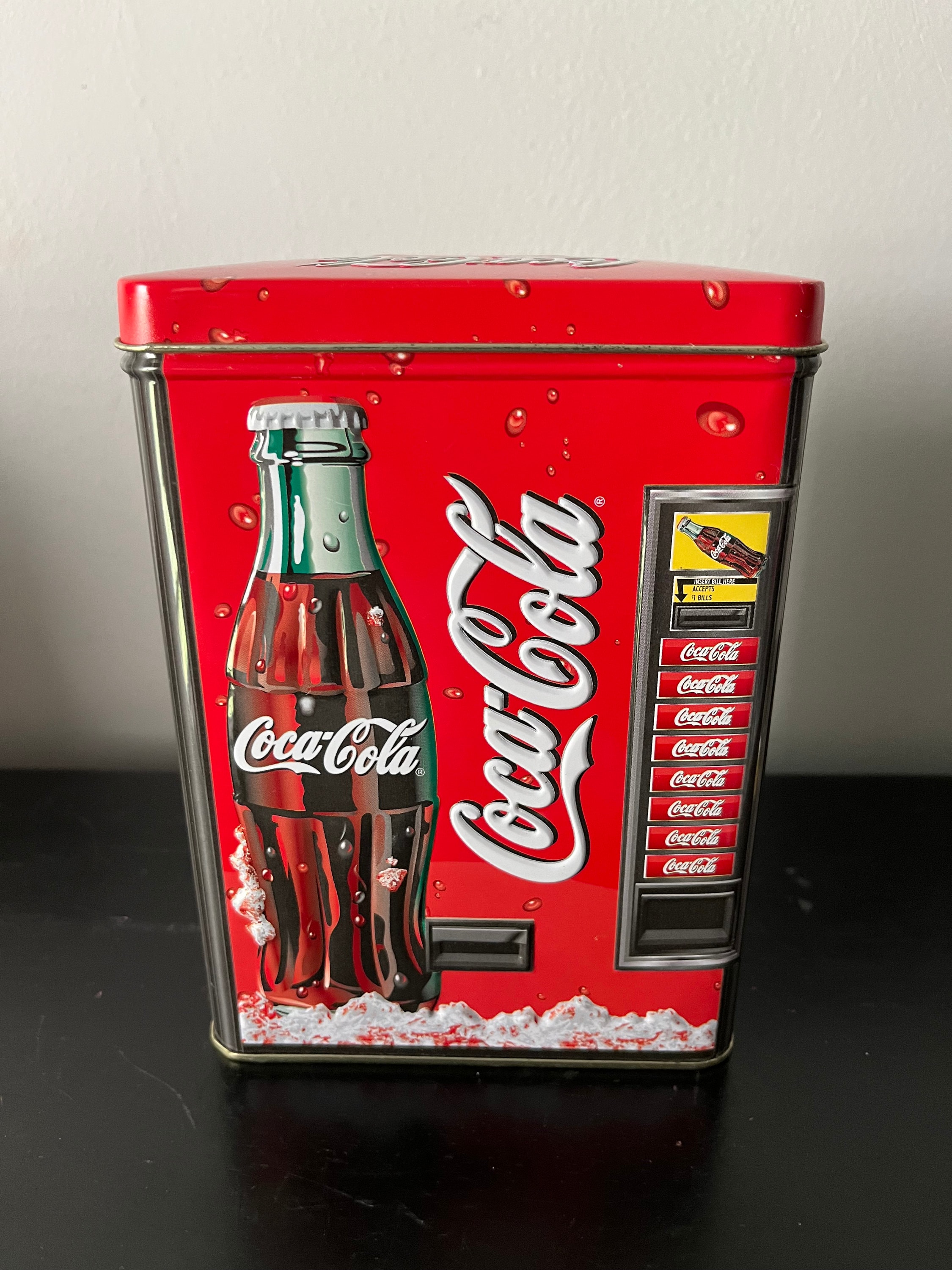 Vintage Cocacola Vending Machine Coin Bank Tin Etsy