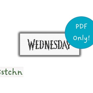 Wednesday Text/Title Cross Stitch Pattern PDF Digital Download