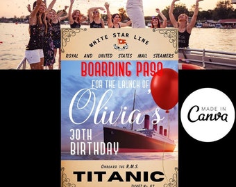 TITANIC Invitation Template Titanic Birthday Party Printable Titanic Yacht Party Boat Theme Party Titanic any age 2030405060708090100Engage