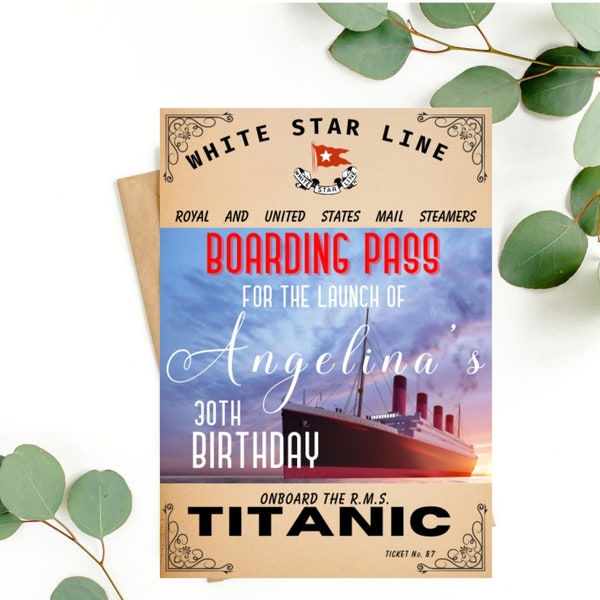TITANIC Invitation Template Titanic Birthday Party Printable Titanic Yacht Party Boat Theme Party Titanic 30 40, 50,60,70,80 Birthday Party