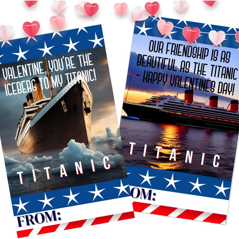 Titanic Valentine Cards for School Kids,school Valentines,happy Titanic