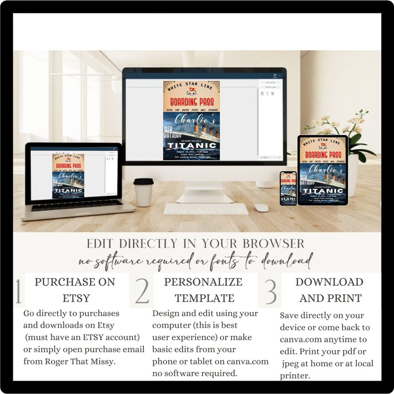 TITANIC Invitation Template Titanic Birthday Party Printable Titanic ...