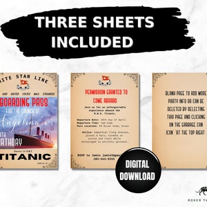 TITANIC Invitation Template Titanic Birthday Party Printable Titanic ...
