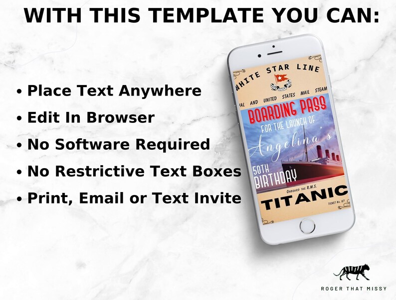 TITANIC Invitation Template Titanic Birthday Party Printable Titanic ...