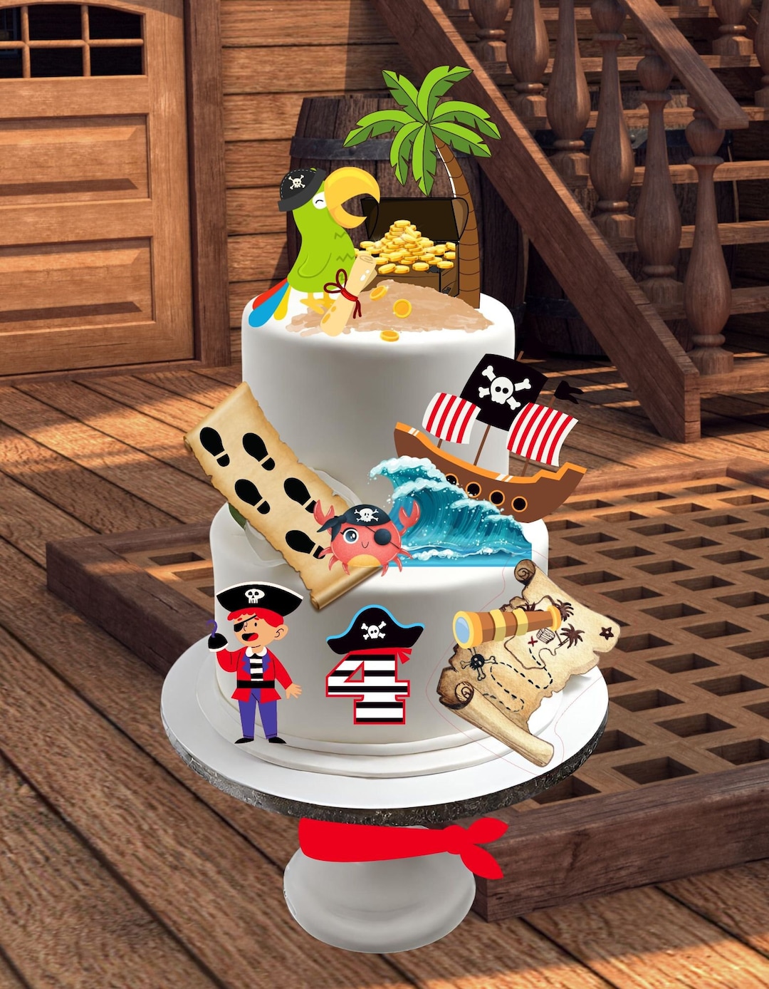Pirate Kids Cake Topper Printable and Accessories Treasure Chest Island ...