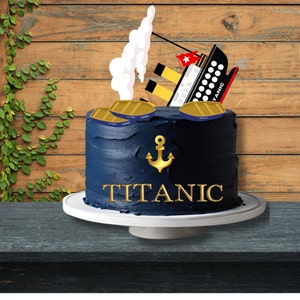 タイタニックパーティーケーキトッパー、救命ボートとアクセサリー付き！タイタニックパーティーデコレーション、即時ダウンロード、カードストックにDIYプリントして使用可能！1-100