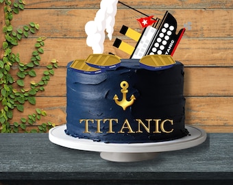 TITANIC Party Cake Topper w Lifeboats and accessories! TITANIC Party Decorations, Instant Download, DIY Print on Card stock and Use! 1-100