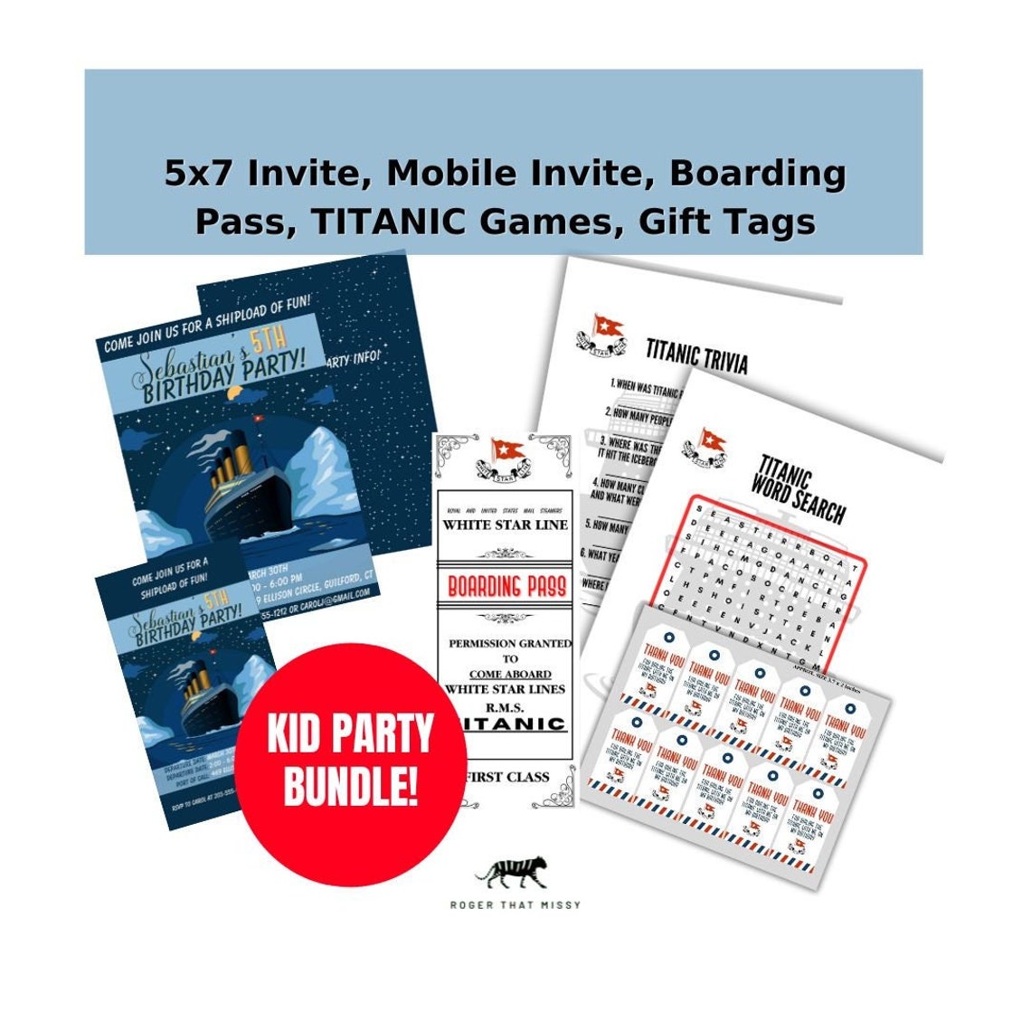 TITANIC KIDS Birthday Invite, Custom Printable, Editable Instant ...