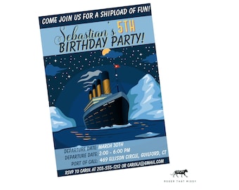 TITANIC KIDS Birthday Invite, Custom Printable, Editable Instant Download, Party Bundle Boarding Pass, Games, Thank you Tags, Boat Bday
