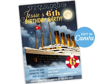Dreaming of TITANIC Invitation Party Bundle Template TITANIC Printable Party Boat Cake Topper Thank you Card 1234567891030405060708090100+