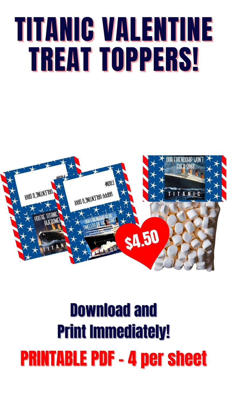 Titanic Valentine Cards for School Kids,school Valentines,happy Titanic