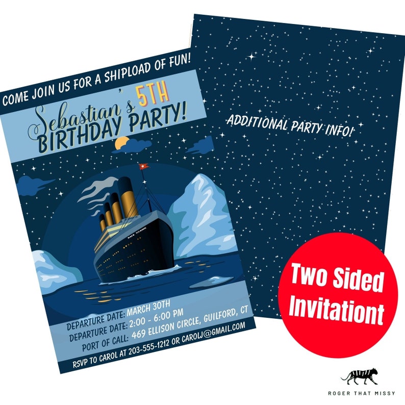 TITANIC KIDS Birthday Invite, Custom Printable, Editable Instant Download, Party Bundle Boarding Pass, Games, Thank you Tags, Boat Bday