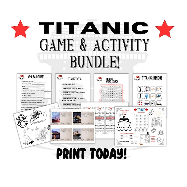 TITANIC Games Bundle-who Said That-trivia-crosswords-word Search ...