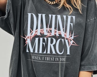Divine Mercy Graphic Tee | Vintage Christian Shirt | Jesus Faith T Shirt | Catholic Easter Shirt God Parent Gift