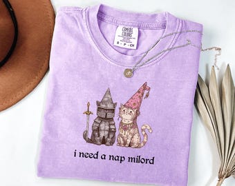 Cute Fantasy Book Shirt I Need A Nap Milord Cat Tee Cottagecore Aesthetic Shirt Funny Reader Gift Medieval Bookish Girl Outfit