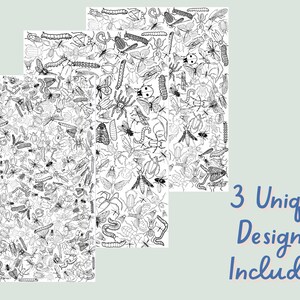 May include: Three black and white printable digital paper designs featuring a variety of insects, bugs, and spiders. The designs are perfect for scrapbooking, card making, and other craft projects.
