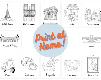 Paris Coloring Pages | 12 pages | Printable Coloring Sheets | Instant Digital Download | France