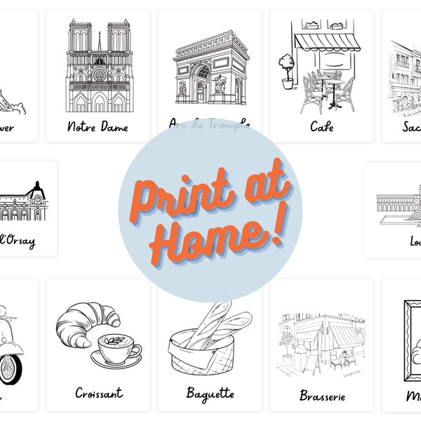Paris Coloring Pages | 12 pages | Printable Coloring Sheets | Instant Digital Download | France